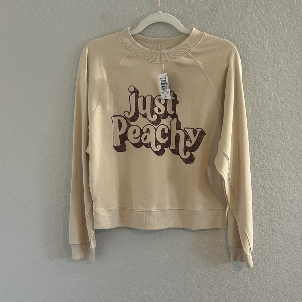 Cream 'Just Peachy' Terry Cropped Sweatshirt